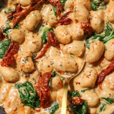 Creamy sundried tomato white beans in a bowl, a flavorful one-pot dish